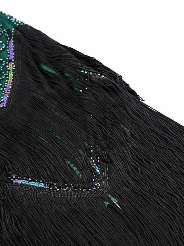 Dark Geen 1920s Sequined Fringe Dress — vintage elegance for the modern woman