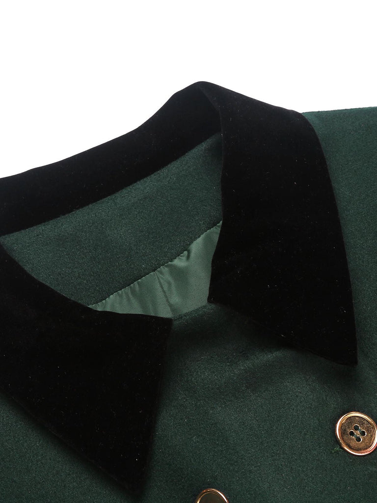 Dark Green 1940s Solid Button Coat: timeless style reimagined