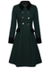 Dark Green 1940s Solid Button Coat: timeless style reimagined