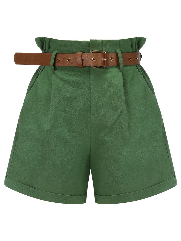 Dark Green 1960s Solid Vintage Shorts, vintage fashion, retro style - perfect for women who love vintage and retro fashion