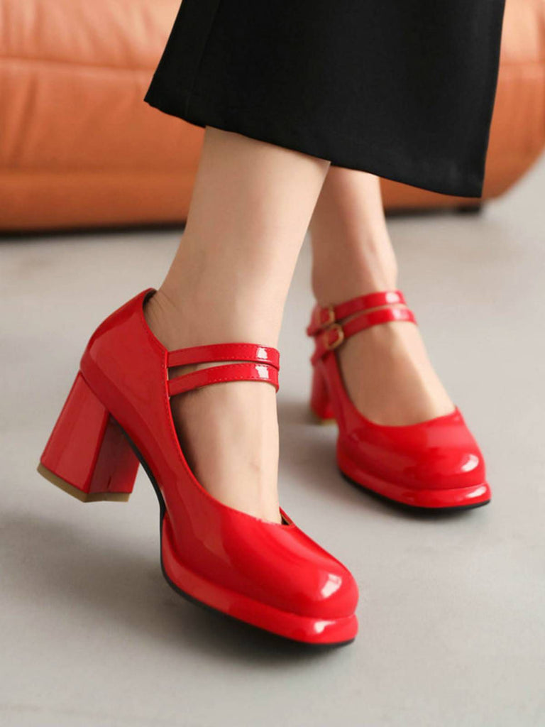 Double Buckles Mary Jane Heels Shoes: timeless style reimagined