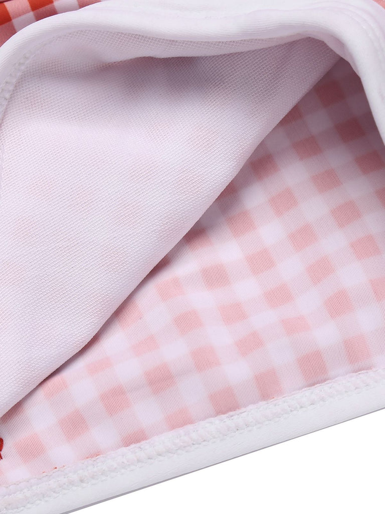 Gingham 1950s Halter Bowknot One-piece Swimsuit: timeless style reimagined