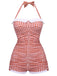 Gingham 1950s Halter Bowknot One-piece Swimsuit — vintage elegance for the modern woman