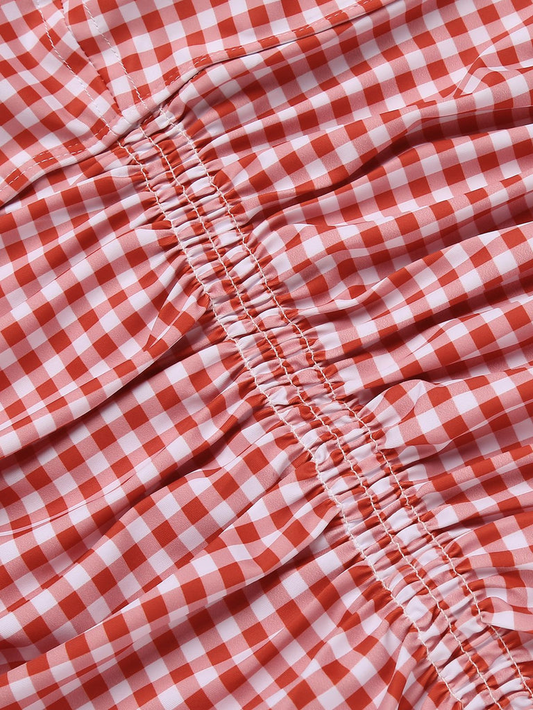 Gingham 1950s Halter Bowknot One-piece Swimsuit: timeless style reimagined