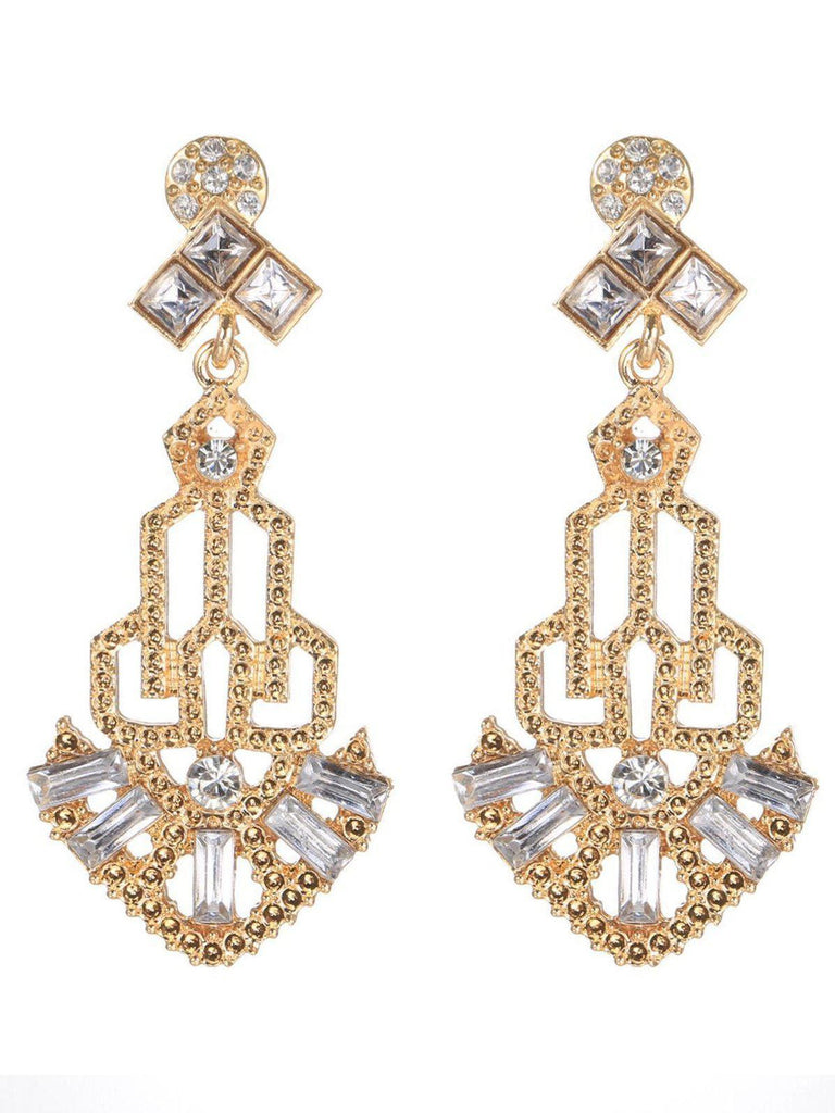 Gold 1920s Hollow Out Dangle Earrings: timeless style reimagined