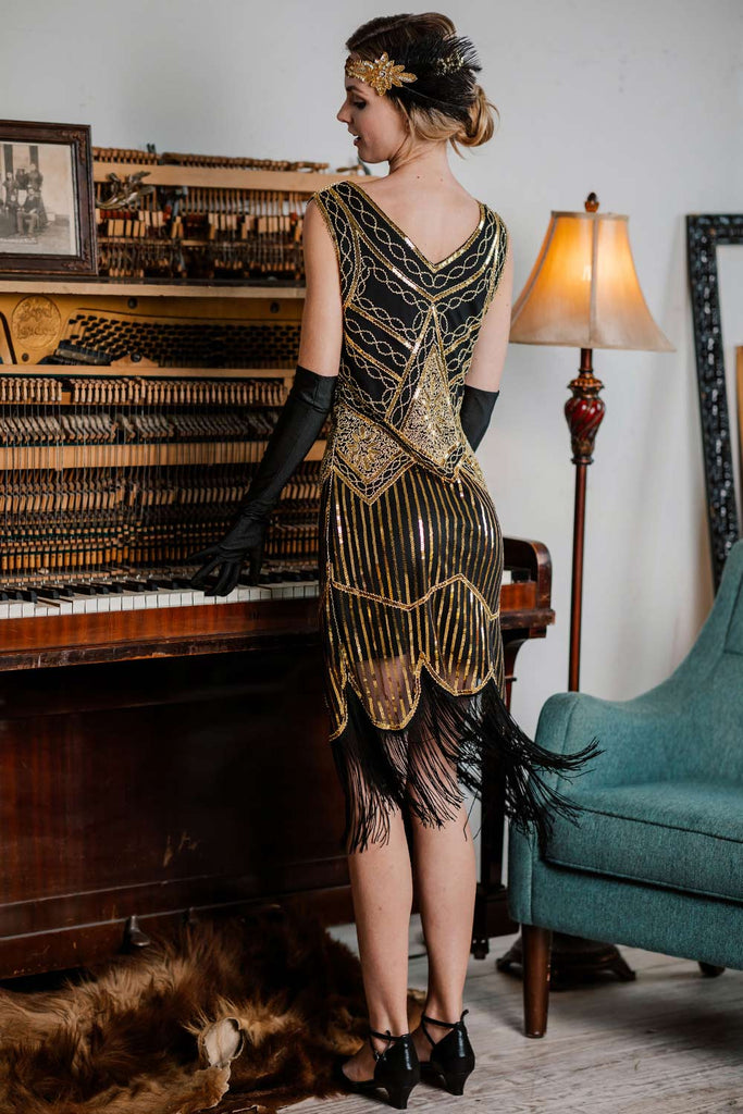 Gold 1920s Sequined Flapper Dress — the kind of 1920s dress that makes strangers smile