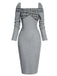 Gray 1960s Plaid Patchwork Pencil Dress — vintage elegance for the modern woman