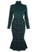 Green 1930s Plaid Turtleneck Fishtail Dress: timeless style reimagined