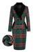 Green 1960s Plaid Fur Collar Pencil Coat - vintage fashion, retro style