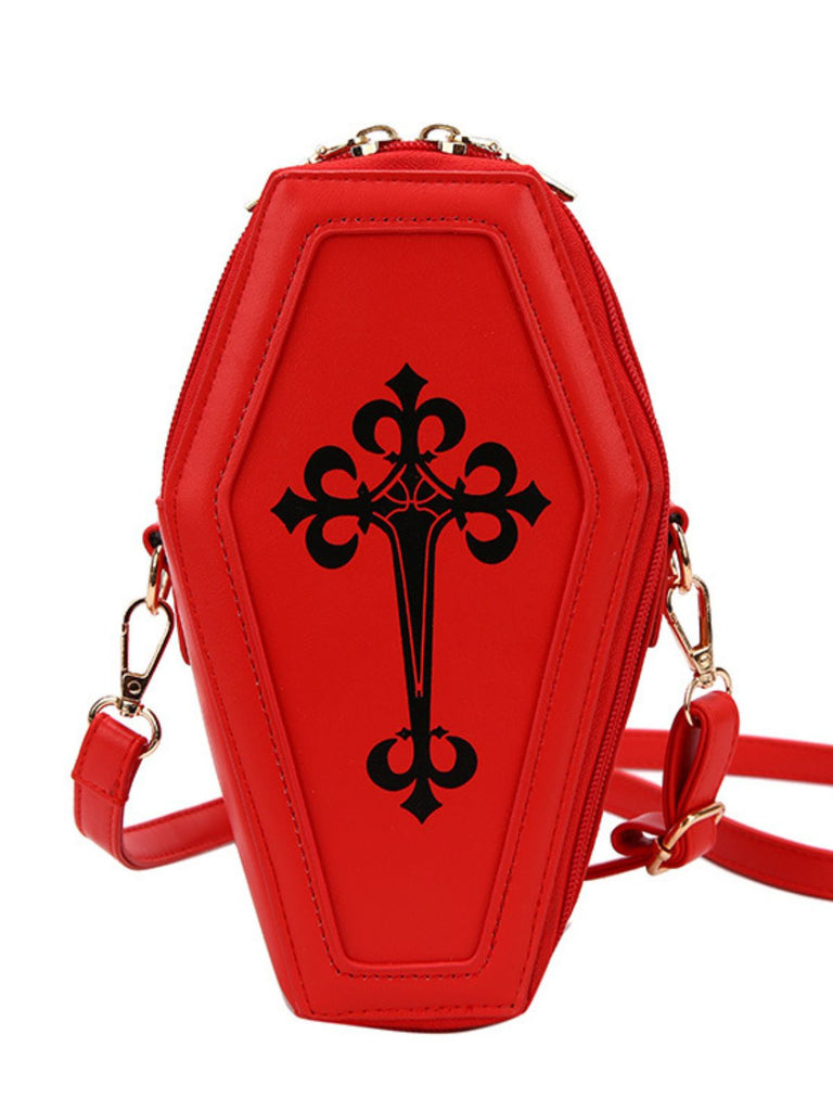Halloween Latin Cross Coffin Bag - vintage fashion, retro style