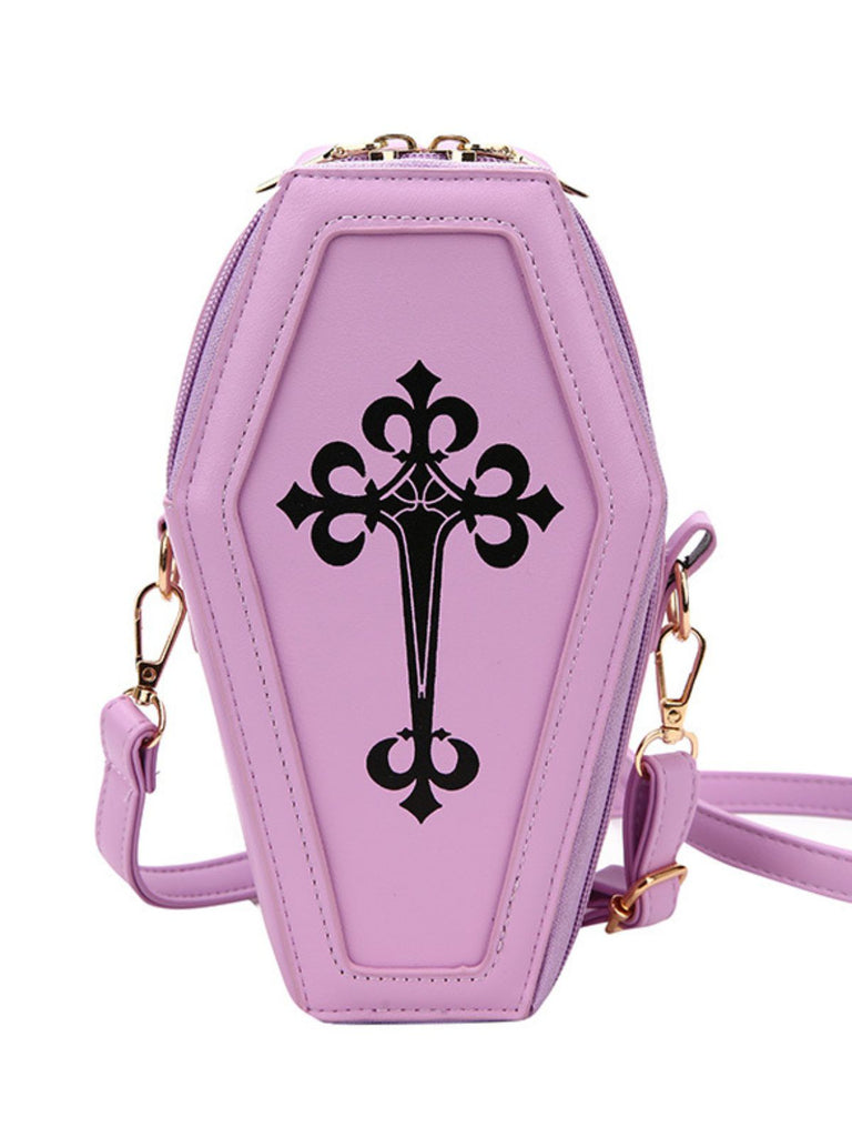 Halloween Latin Cross Coffin Bag - vintage fashion, retro style