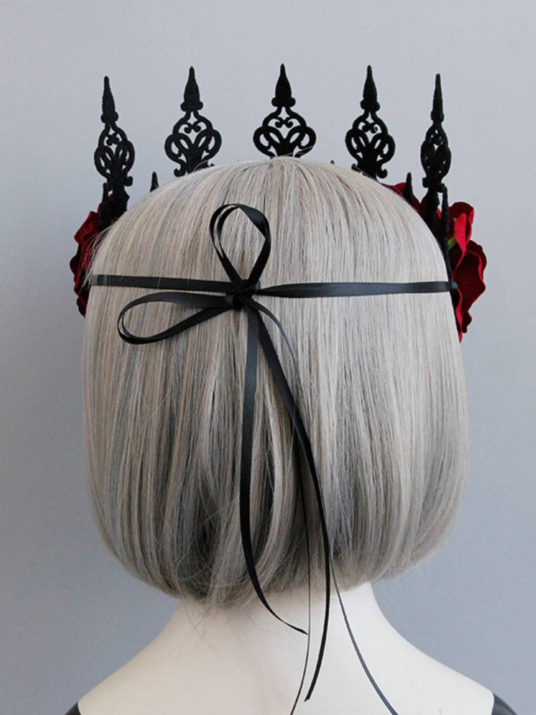 Halloween Red Roses Crown Headband, vintage accessory, 1920s style - perfect for women who love vintage and retro fashion