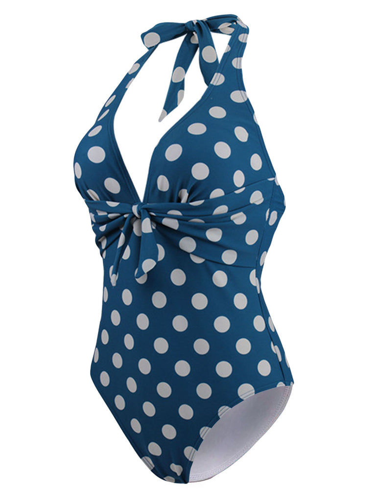 Halter Polka Dot One-Piece Swimsuit — vintage elegance for the modern woman