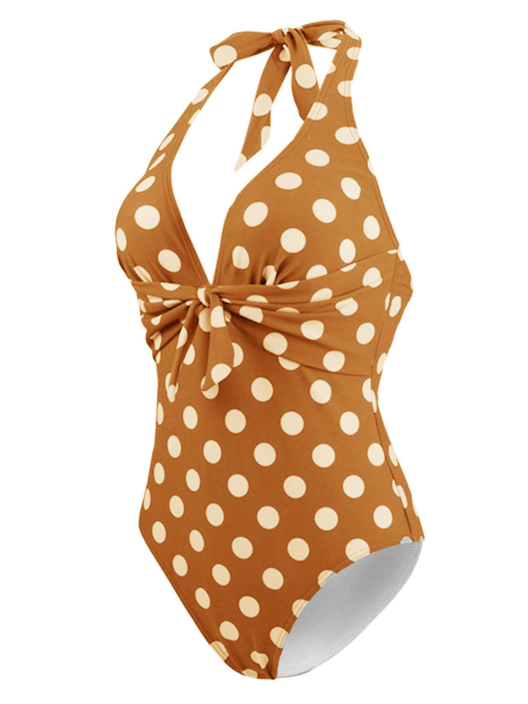 Halter Polka Dot One-Piece Swimsuit — vintage elegance for the modern woman