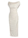 Ivory 1960s Cap Sleeve Slim Pleated Dress — vintage elegance for the modern woman