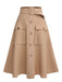 Khaki 1950s Big Pockets Button Skirt: timeless style reimagined