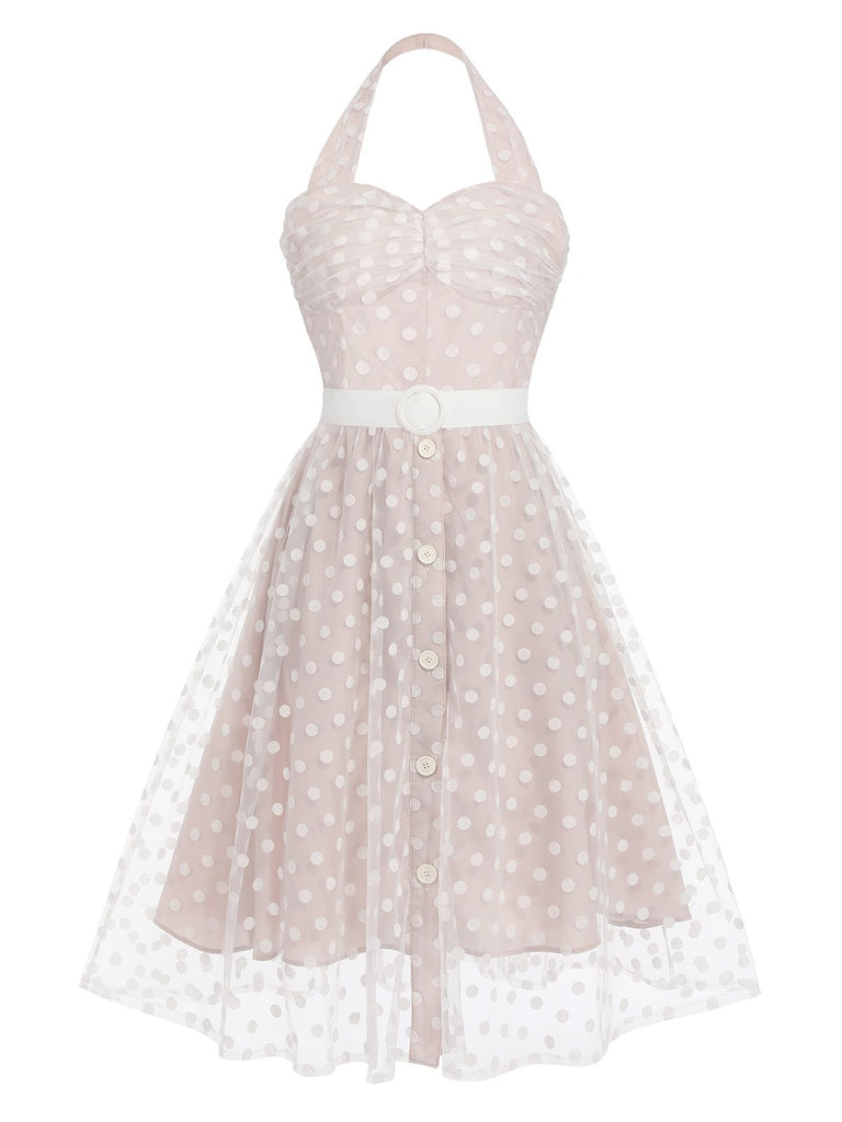 Light Pink 1950s Halter Romper & Polka Dots Skirt: timeless style reimagined