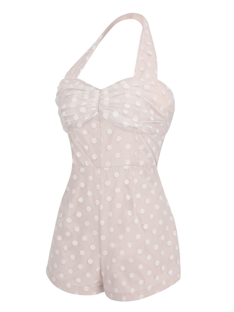 Light Pink 1950s Halter Romper & Polka Dots Skirt — vintage elegance for the modern woman
