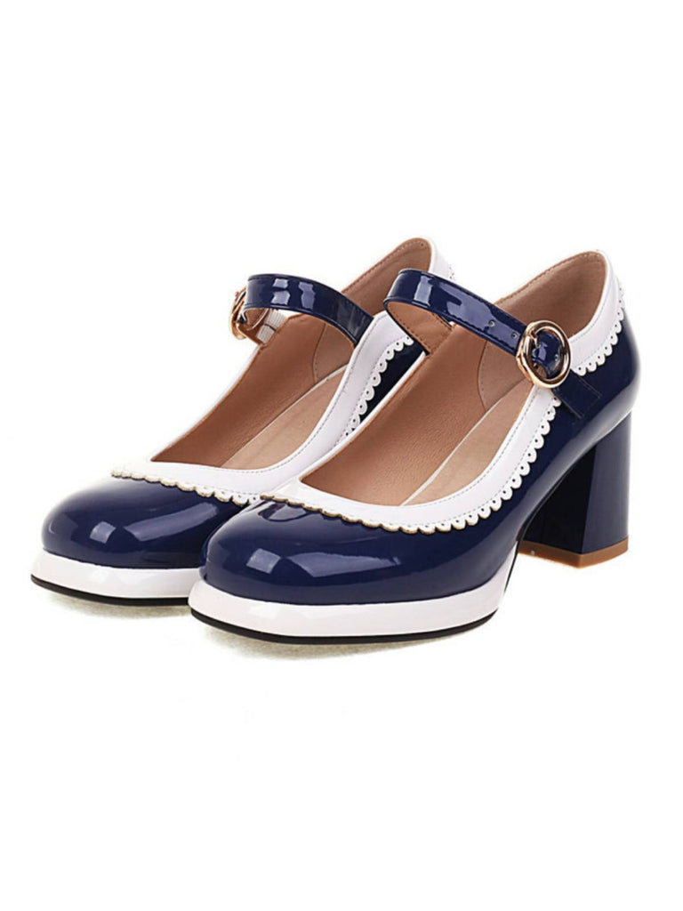 Mary Jane Patchwork High Heels Shoes: timeless style reimagined