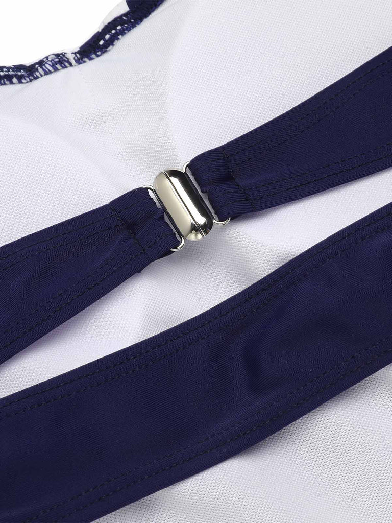 Navy Blue 1930s Halter One-piece Swimsuit — vintage elegance for the modern woman