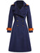 Navy Blue 1940s Patchwork Button Coat - vintage fashion, retro style
