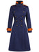 Navy Blue 1940s Patchwork Button Coat, vintage coat, retro outerwear - perfect for women who love vintage and retro fashion