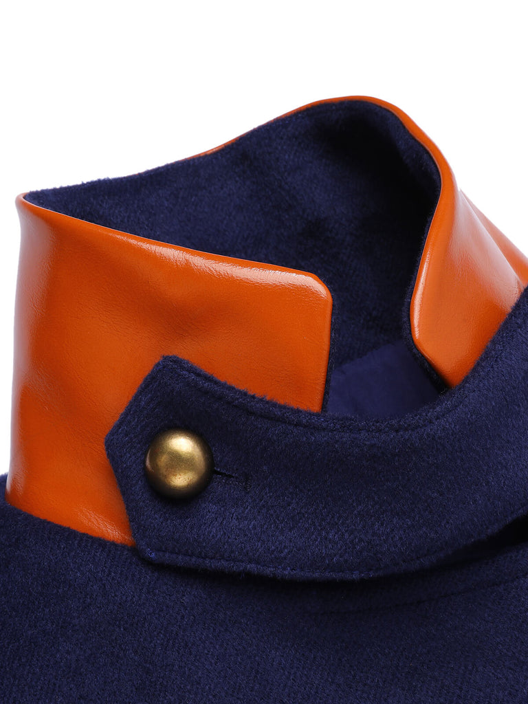 Navy Blue 1940s Patchwork Button Coat, vintage coat, retro outerwear - perfect for women who love vintage and retro fashion