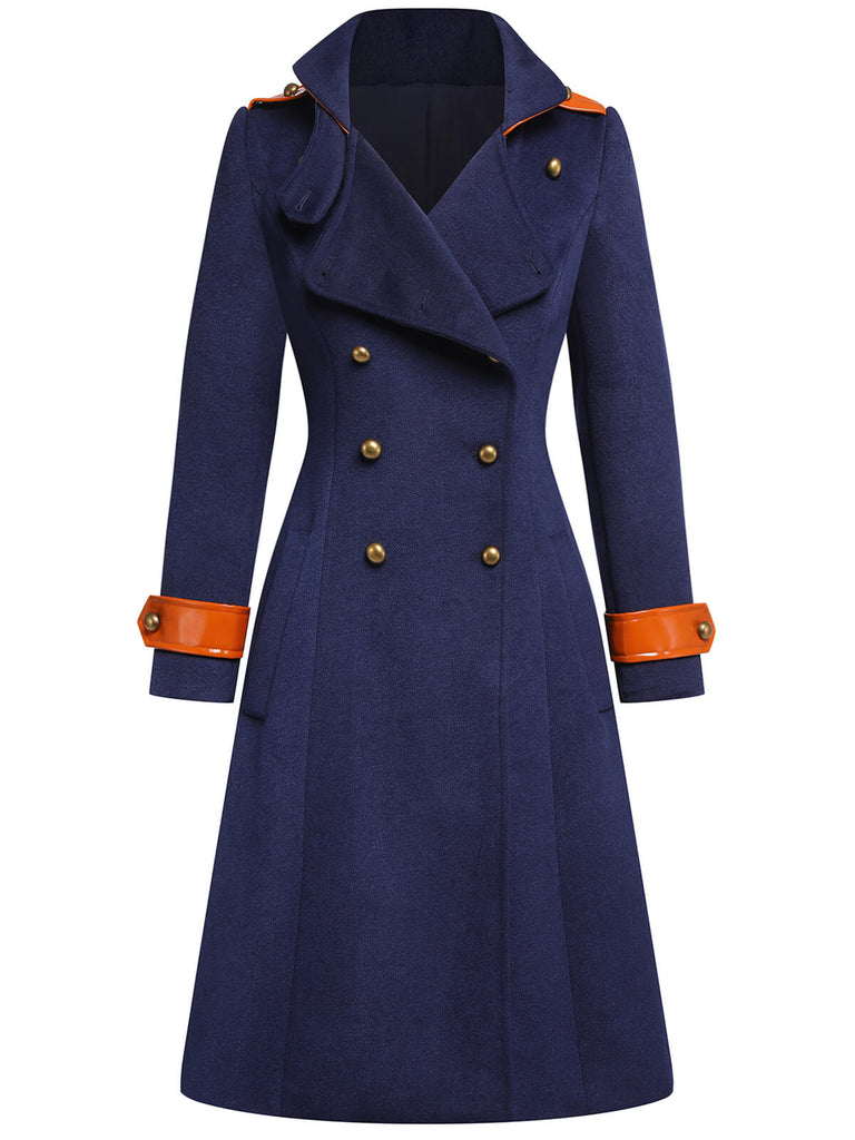 Navy Blue 1950s Patchwork Button Coat — vintage elegance for the modern woman