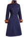 Navy Blue 1950s Patchwork Button Coat: timeless style reimagined