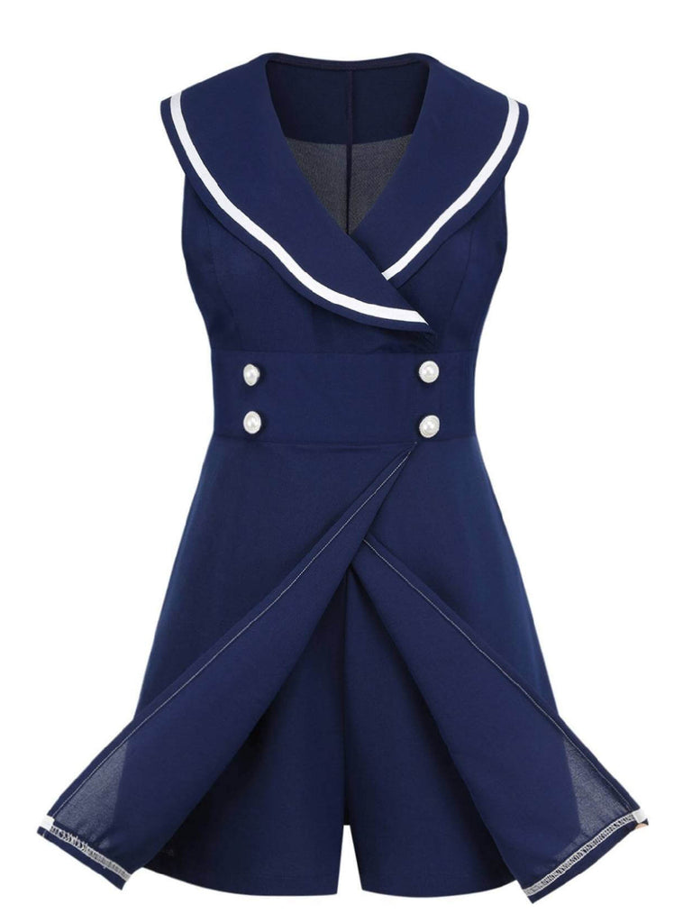 Navy Blue 1950s Sailor Collar Romper — vintage elegance for the modern woman
