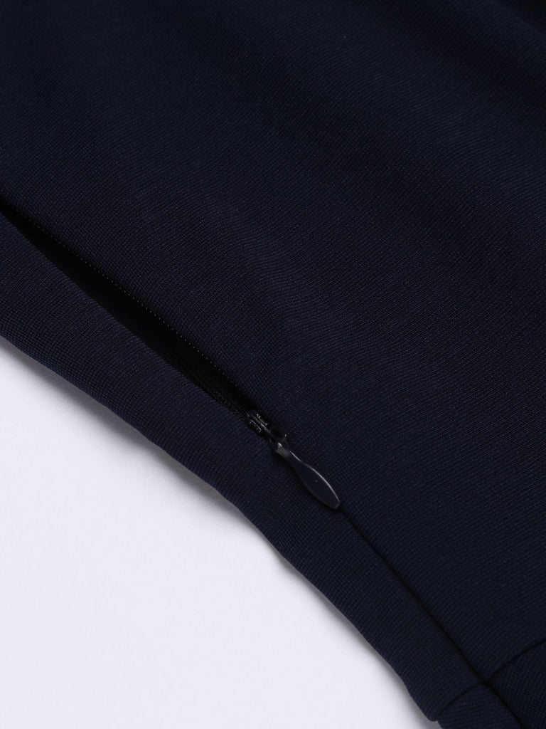 Navy Square Neck Solid Top, classic vintage style elegant retro fashion - Image 2