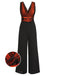 Orange 1930s Butterfly V-Neck Patchwork Jumpsuit: timeless style reimagined