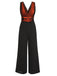 Orange 1930s Butterfly V-Neck Patchwork Jumpsuit, vintage romper, retro jumpsuit - perfect for women who love vintage and retro fashion