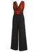 Orange 1930s Butterfly V-Neck Patchwork Jumpsuit, vintage romper, retro jumpsuit - perfect for women who love vintage and retro fashion