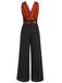 Orange 1930s Butterfly V-Neck Patchwork Jumpsuit, vintage romper, retro jumpsuit - perfect for women who love vintage and retro fashion