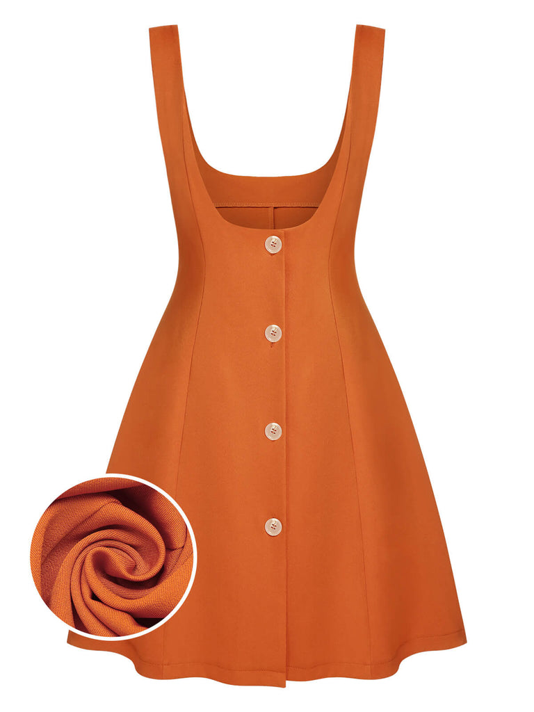 Orange 1960s Button A-Line Suspender Skirt, vintage skirt, retro style - perfect for women who love vintage and retro fashion