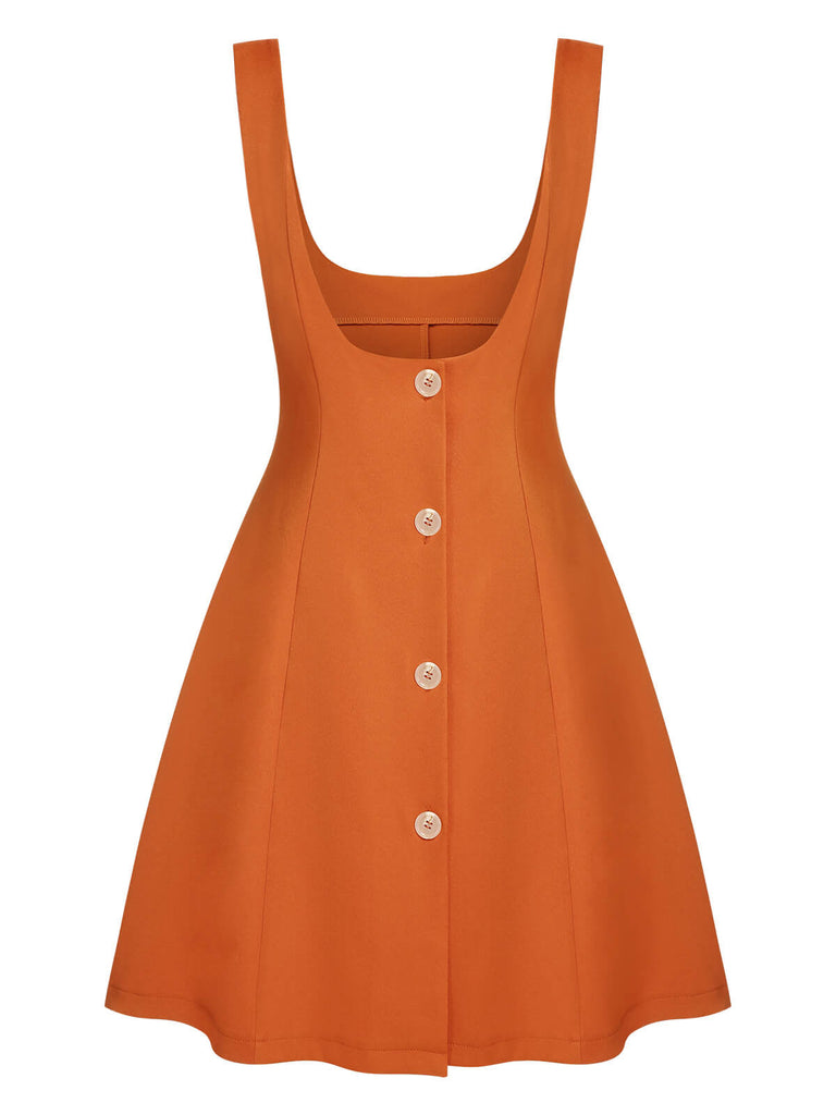 Orange 1960s Button A-Line Suspender Skirt, vintage skirt, retro style - perfect for women who love vintage and retro fashion