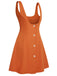 Orange 1960s Button A-Line Suspender Skirt, vintage skirt, retro style - perfect for women who love vintage and retro fashion