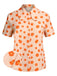 Orange 1960s Floral Short Sleeves Shirt, vintage fashion, retro style - perfect for women who love vintage and retro fashion