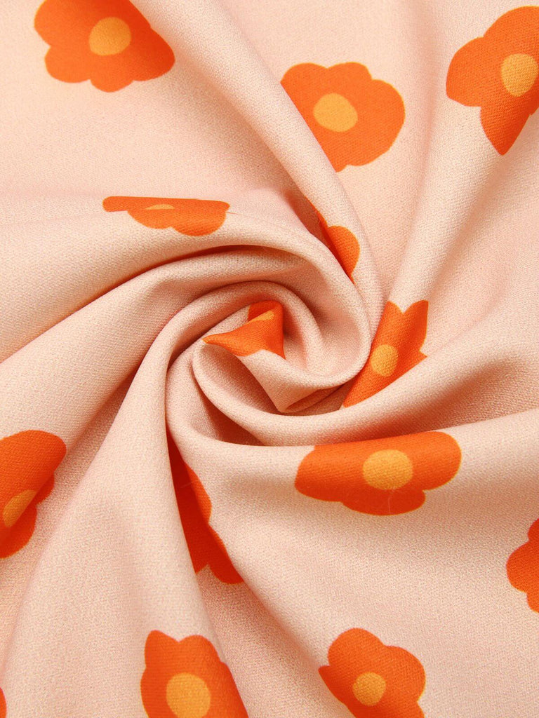 Orange 1960s Floral Short Sleeves Shirt, vintage fashion, retro style - perfect for women who love vintage and retro fashion
