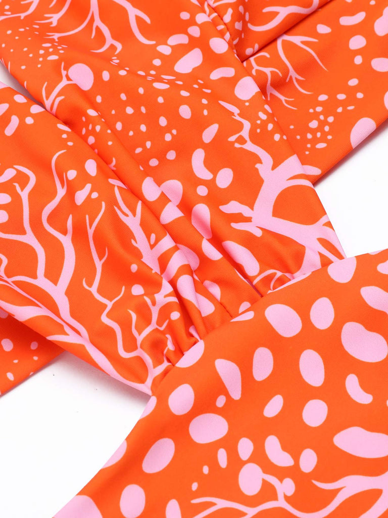 Orange Floral Lace-up One-piece Swimsuit: timeless style reimagined