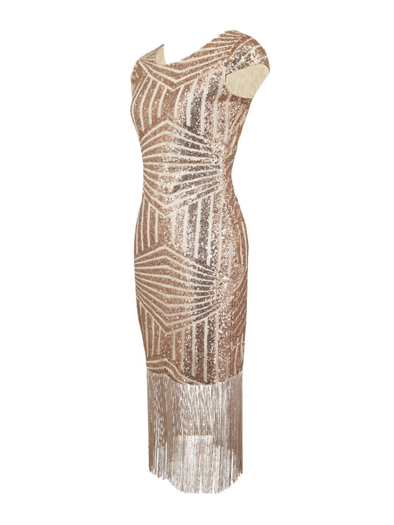 She slips into this Pink 1920s Sequin Fringed Dress and suddenly it's a 1920s daydream