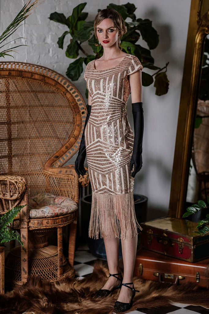 Pink 1920s Sequin Fringed Dress: timeless style reimagined