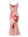 Pink 1930s Halloween Blood Fishtail Dress: timeless style reimagined