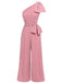 Pink 1930s Polka Dot One-shoulder Jumpsuit: timeless style reimagined