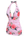Pink 1930s Roses Halter Belt Swimsuit: timeless style reimagined