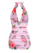 Pink 1930s Roses Halter Belt Swimsuit — vintage elegance for the modern woman