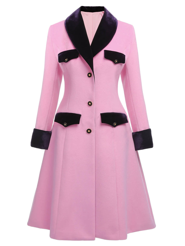Pink 1930s Velvet Patchwork Button Coat - vintage fashion, retro style