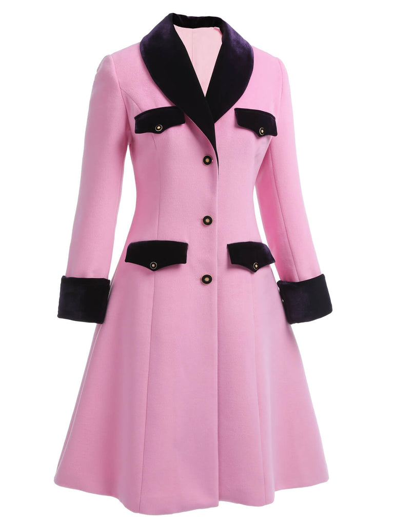 Pink 1930s Velvet Patchwork Button Coat - vintage fashion, retro style