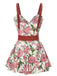 Pink 1940s Floral Strap One-Piece Swimsuit, vintage swimsuit, pin-up swimwear - perfect for women who love vintage and retro fashion